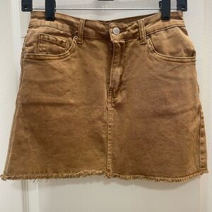 NWT Zenana Outfitters Tan Brown Denim Mini Skirt